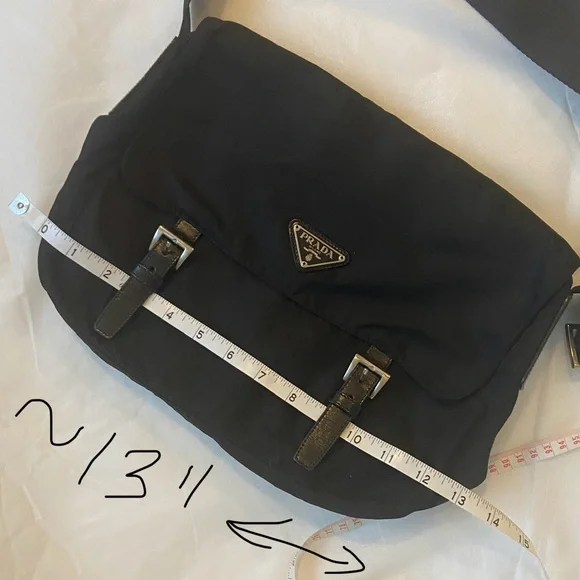 Prada - Vela Messenger Bag ~9.75”H x 13”L" x 4.5”D Black Nylon Pristine $Firm - Picture 3 of 17
